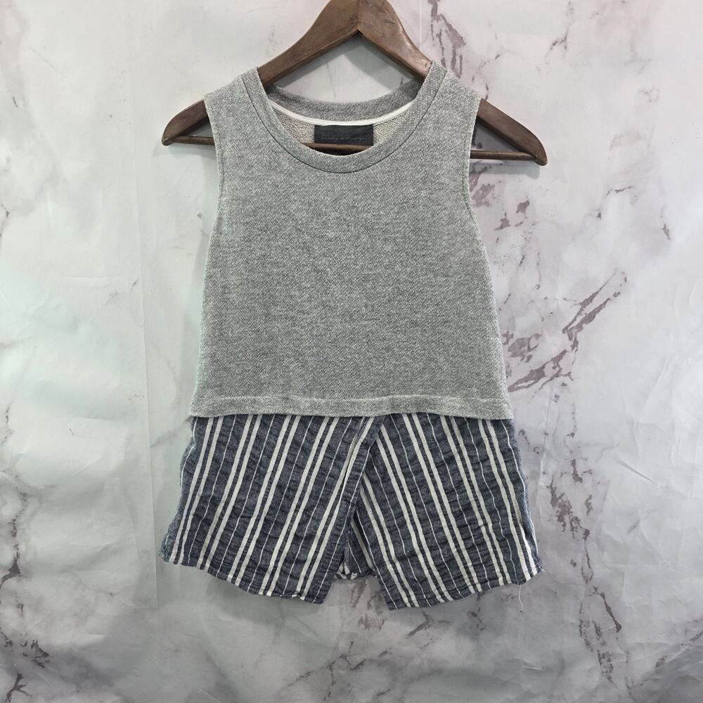 Brooklyn Top Womens XS Blue Pinstripe Tank Sweatshirt Ashton Layered Crew